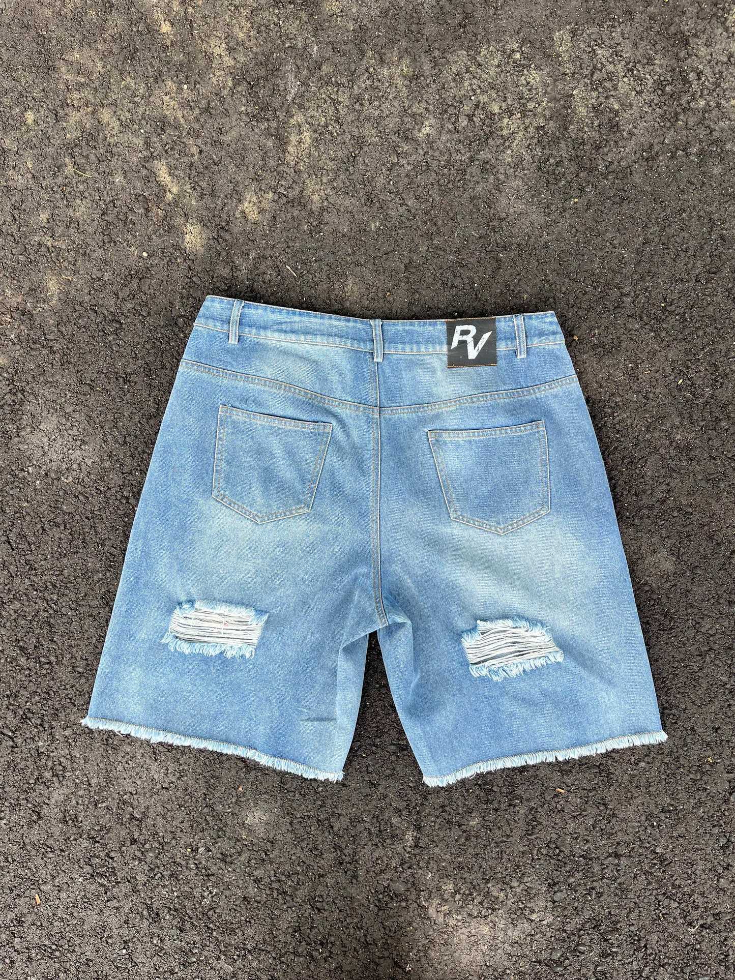 “RV” jean shorts