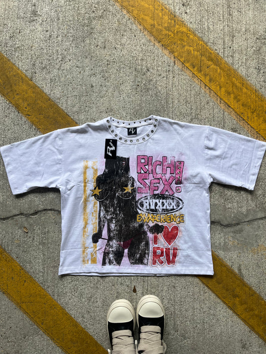 White “Rich Sex Experience” tee