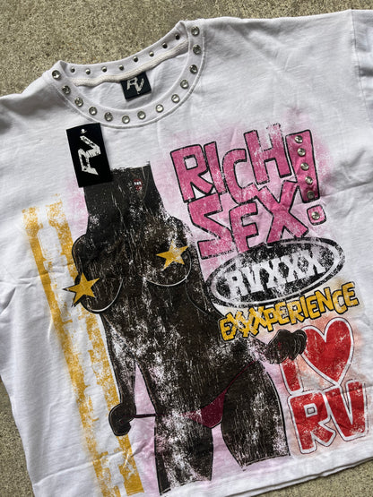 White “Rich Sex Experience” tee